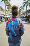 Fiji Tapa Flag palm patterned windbreaker with hood and zipper