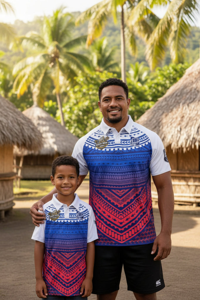 Samoa Polo rugby tournament shirt with embroidered logos and high-quality design