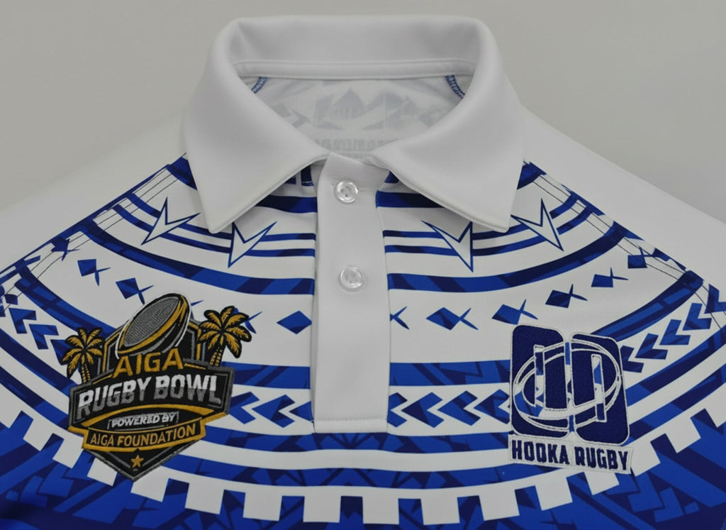 2026 Samoa Polo rugby tournament shirt with embroidered logos