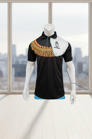 Fiji Rugby polo black shirt front view