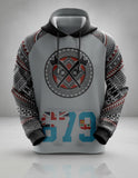 Fiji war club hoodie with Fijian Kesa kesa design in unisex USA men's sizing