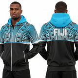 Fiji Tapa designed sublimation windbreaker rain jacket with stowaway hoodie and zippered front