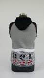 USA FLAG Camo Hoodie with digital print and embroidered sleeves on cotton/poly fleece