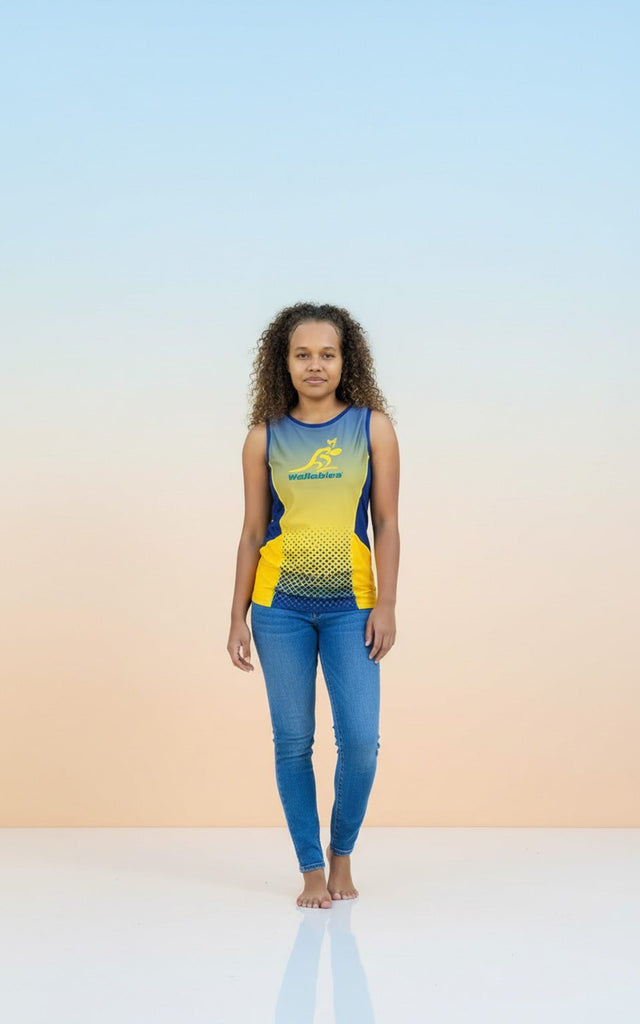 Australia Wallabies official athletic singlet with moisture-wicking panels and relaxed fit