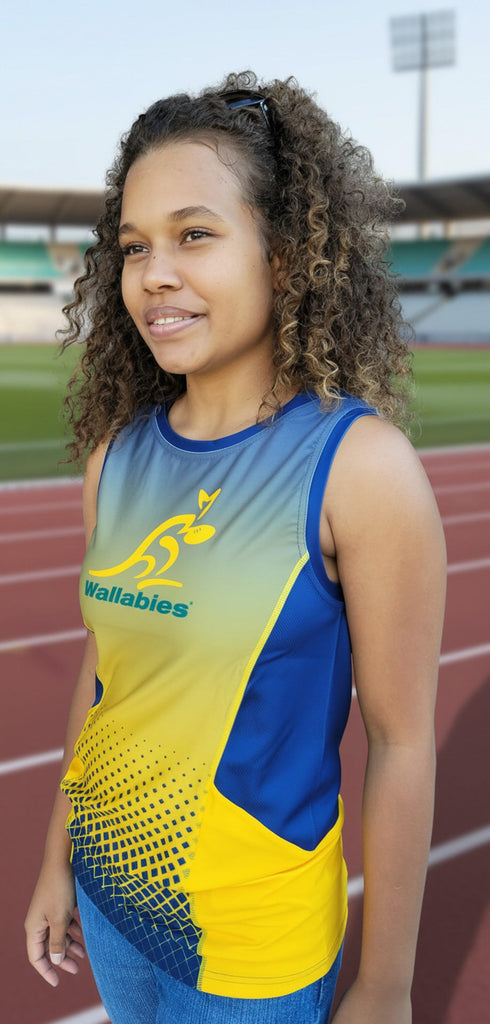 Australia Wallabies athletic singlet with moisture-wicking panels and cool relaxed fit