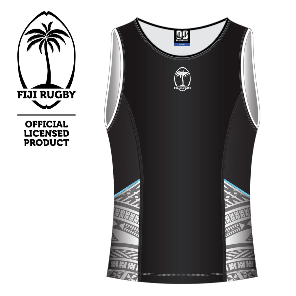 Fiji Rugby Train Singlet black mesh panel moisture-wicking spandex technology official licensed product