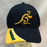 Australia Wallabies dads cap with 3D embroidered logo in black and yellow, available in adult and kids sizes