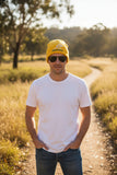 Australia Wallabies gold beanie with embroidered logo on cotton fabric