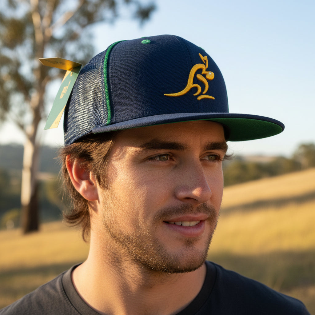 Australia Wallabies trucker cap with 3D embroidered logo and mesh back panel